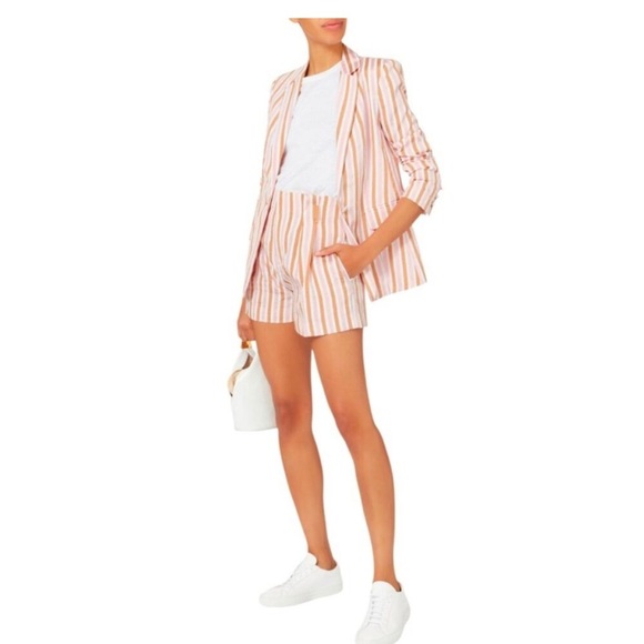 FRAME  Denim Women's Pink White Candy Pin Striped Blazer And Short Set. Small - Picture 1 of 2